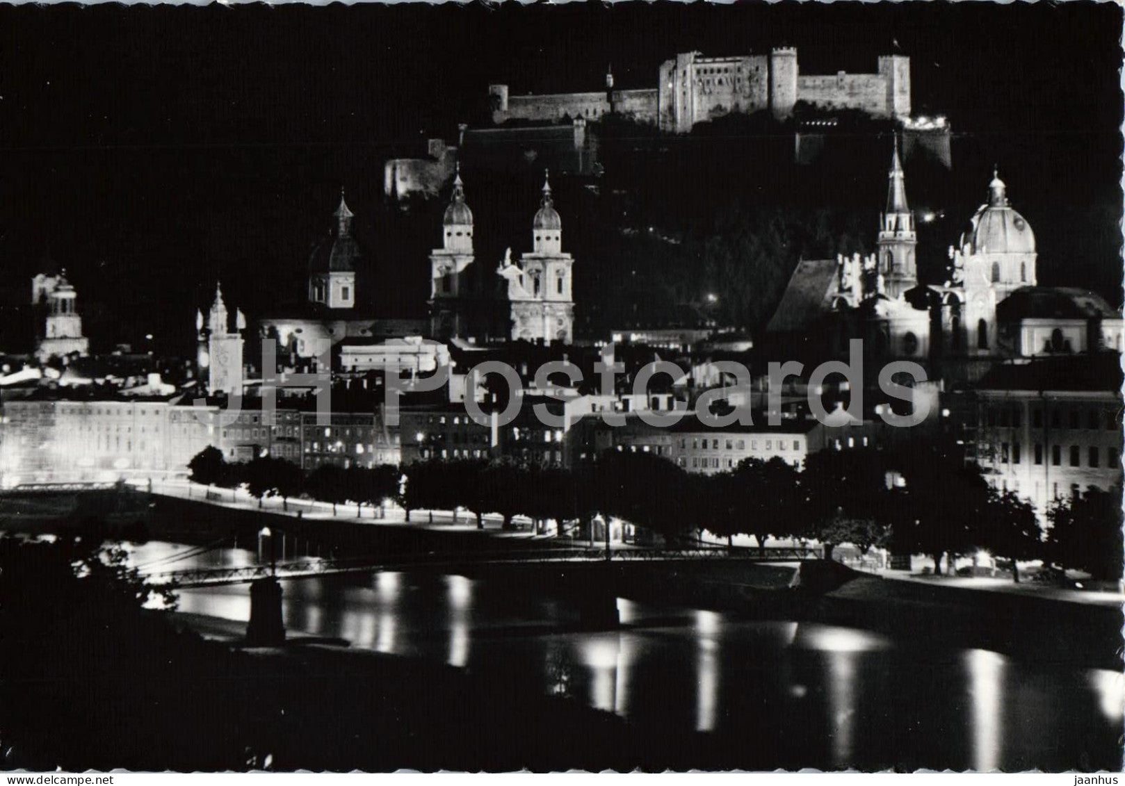 Salzburg im Lichte des Scheinwerfers - Salzburg by night - old postcard - 1958 - Austria - used - JH Postcards