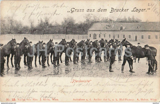 Gruss aus dem Brucker Lager - Pferdevisite - military camp - 12 - old postcard - 1901 - Austria - used - JH Postcards