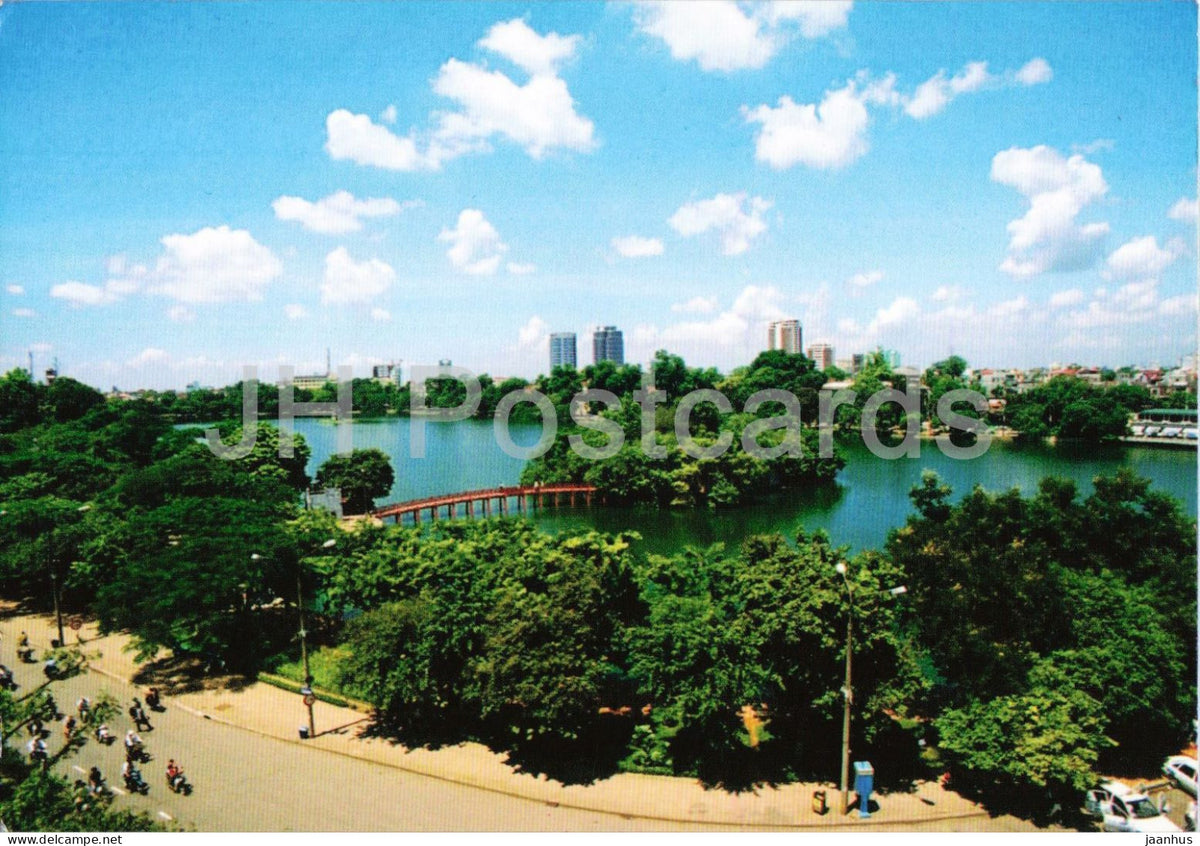 Hoan Kiem Lake Hanoi - photograph by Minh Loc - The Huc Bridge - 1990s - Vietnam - unused - JH Postcards