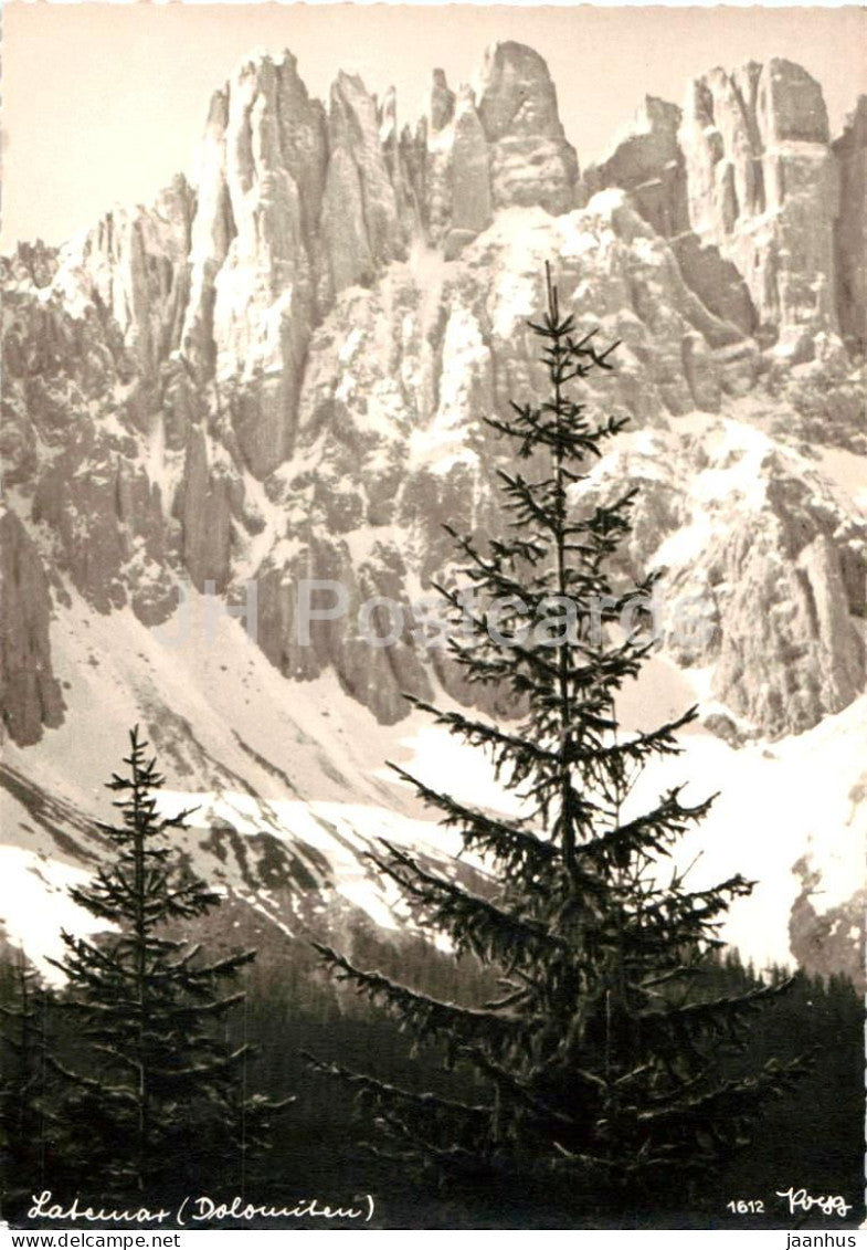 Latemar - Dolomiten - mountains - Dolomites - mountain range - rocky peaks - 1612 - old postcard - Italy - unused - JH Postcards