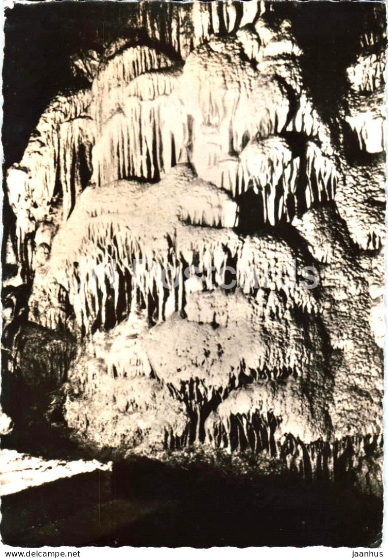Han sur Lesse caves - stalactites - Hotel des Voyageurs - cave interior - 1957 - Belgium - used - JH Postcards