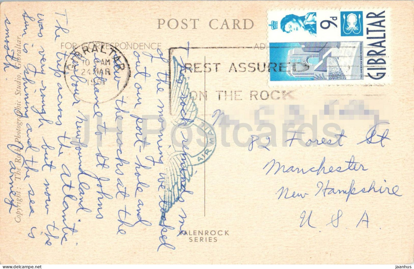 Gibraltar - eine britische Kolonie seit 1704 - Luftaufnahme Halbinsel Hafen Flughafen - 1961 - Gibraltar - gebraucht