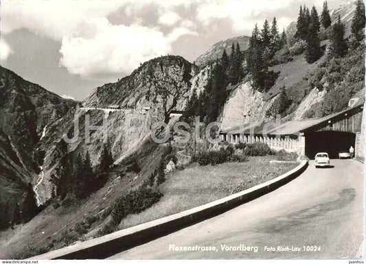 Flexenstrasse - Vorarlberg - car - mountain road - tunnel alpine pass road - 10024 - old postcard - Austria - unused - JH Postcards