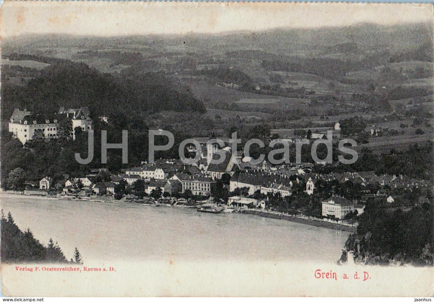Grein a. d. Donau - Danube - panoramic town view - old postcard - 1900s - Austria - unused - JH Postcards