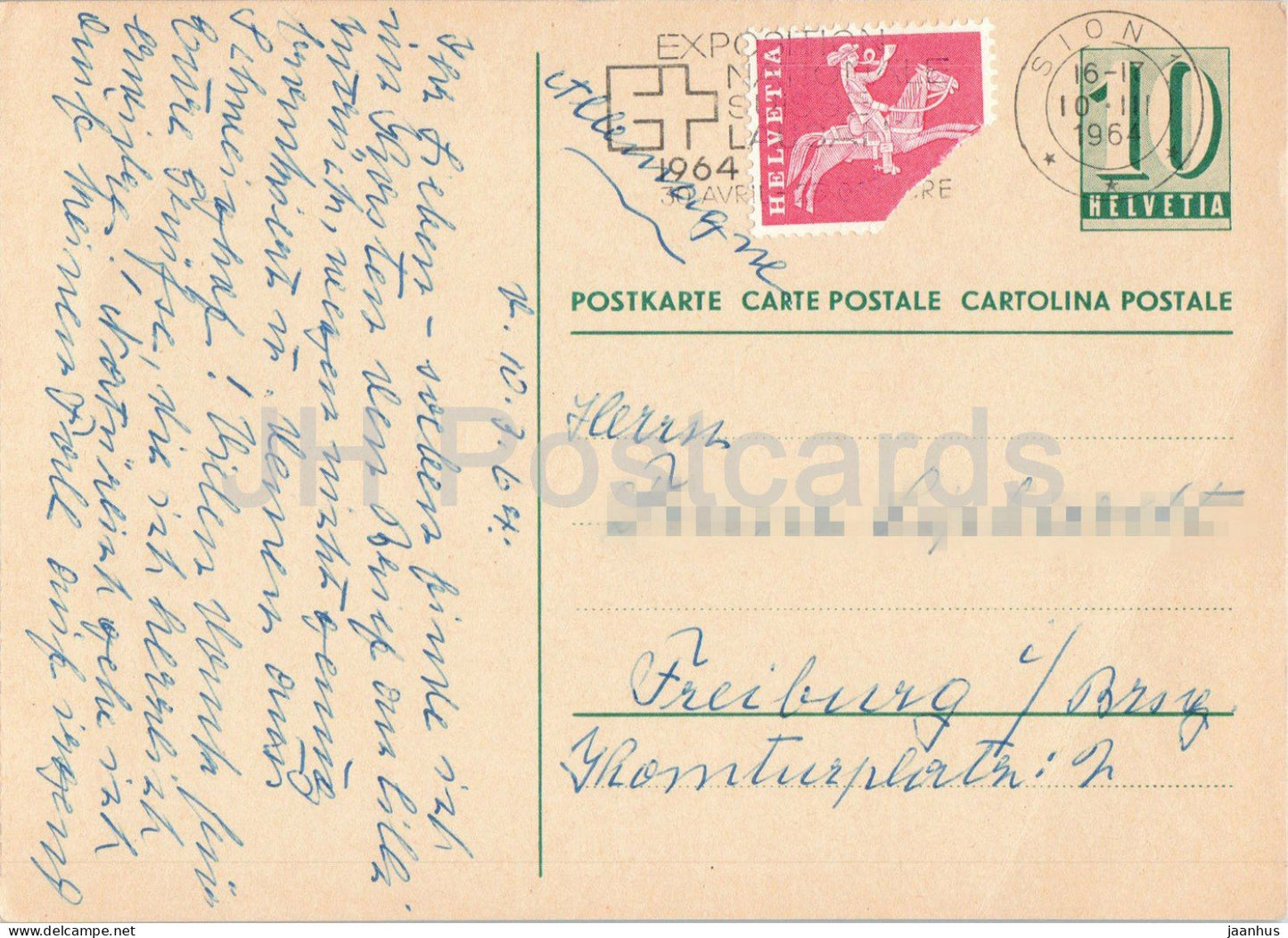 Postal stationery - 39 - 1964 - Switzerland - used - JH Postcards