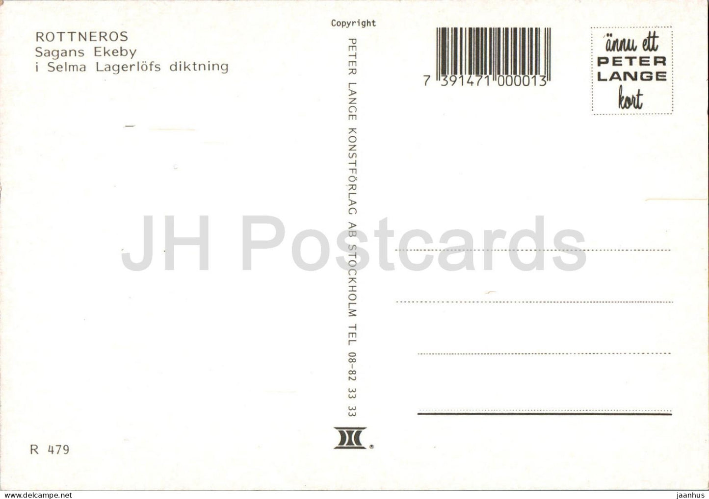 Rottneros - Sagans Ekeby i Selma Lagerlofs diktning - Selma Lagerlof poetry - 479 - Sweden - unused