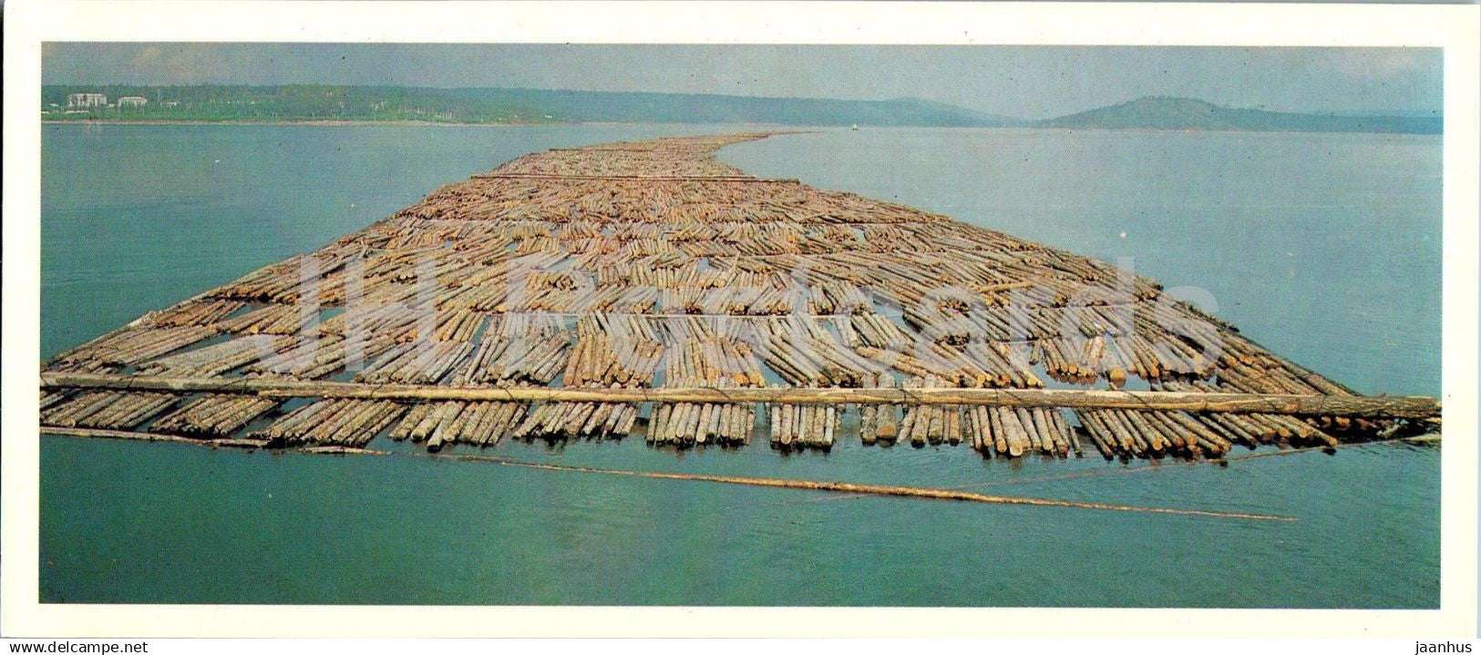 Bratsk reservoir - rafting - timber - 1 - 1981 - Russia USSR - unused - JH Postcards