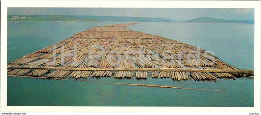 Bratsk reservoir - rafting - timber - 1 - 1981 - Russia USSR - unused - JH Postcards