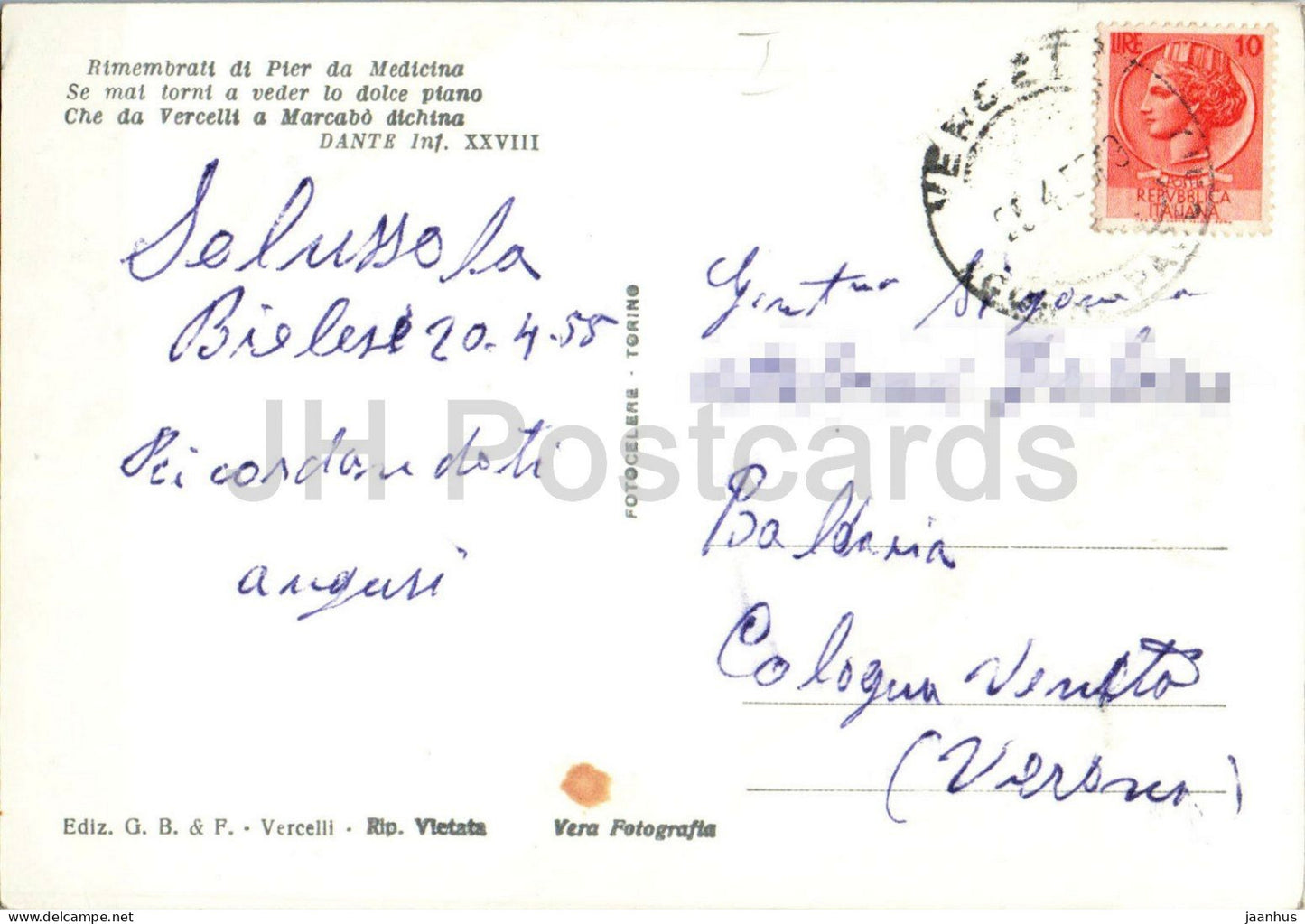 Vercelli - Basilica di S. Andrea - Basilika des Heiligen Andreas - Kathedrale - Kirche - alte Postkarte - 1950er Jahre - Italien - gebraucht
