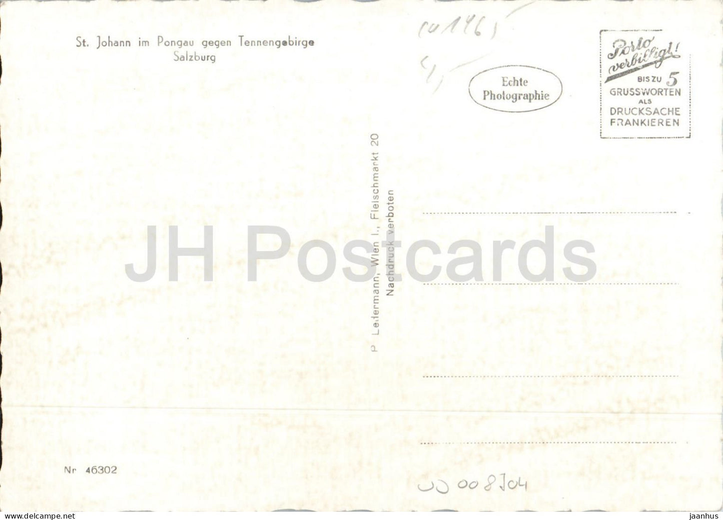 St. Johann im Pongau gegen Tennengebirge - Salzburg - Stadt - Kirche - Tal - 46302 - alte Postkarte - Österreich - ungebraucht 