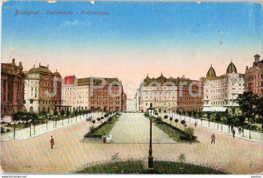 Budapest Szabadsagter - Liberty Square - city square - 15 - old postcard - Hungary - used - JH Postcards
