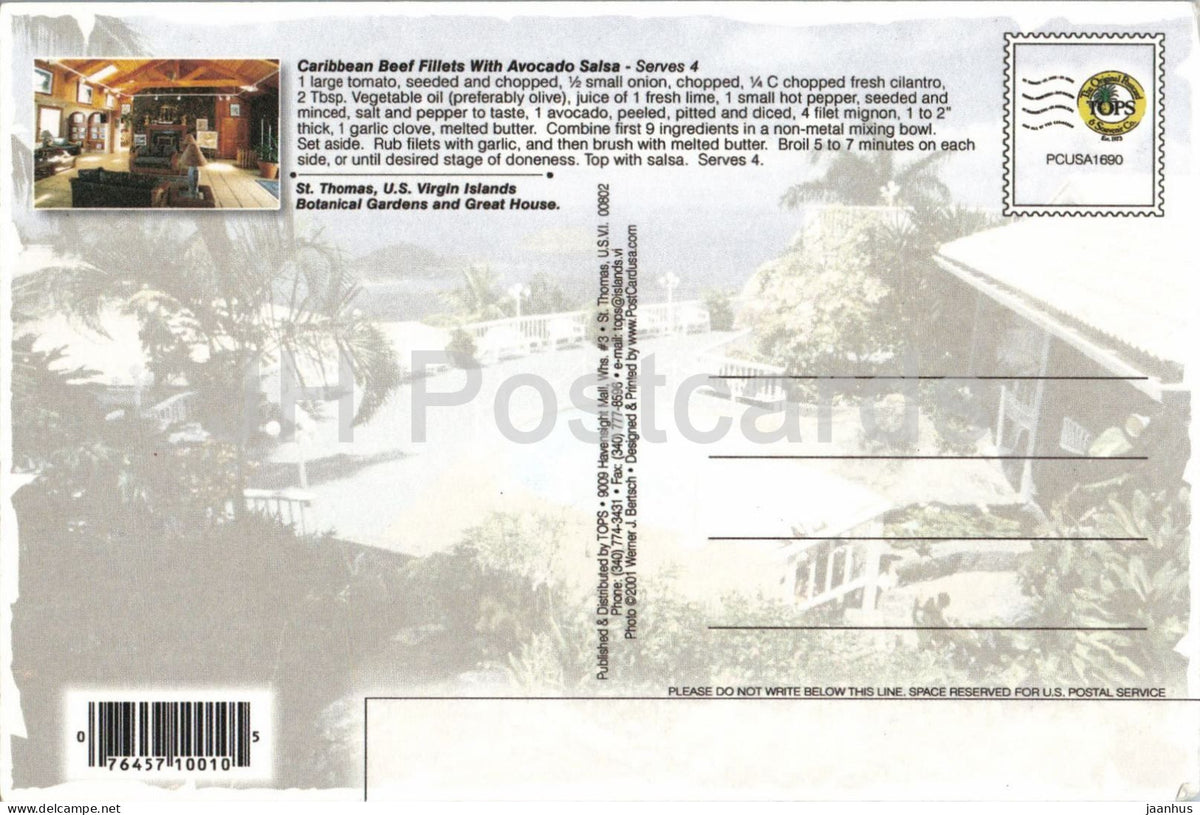 St. Peter Botanical Gardens and Great House - St. Thomas Virgin Islands - PCUSA1690 - 2001 - United States - unused
