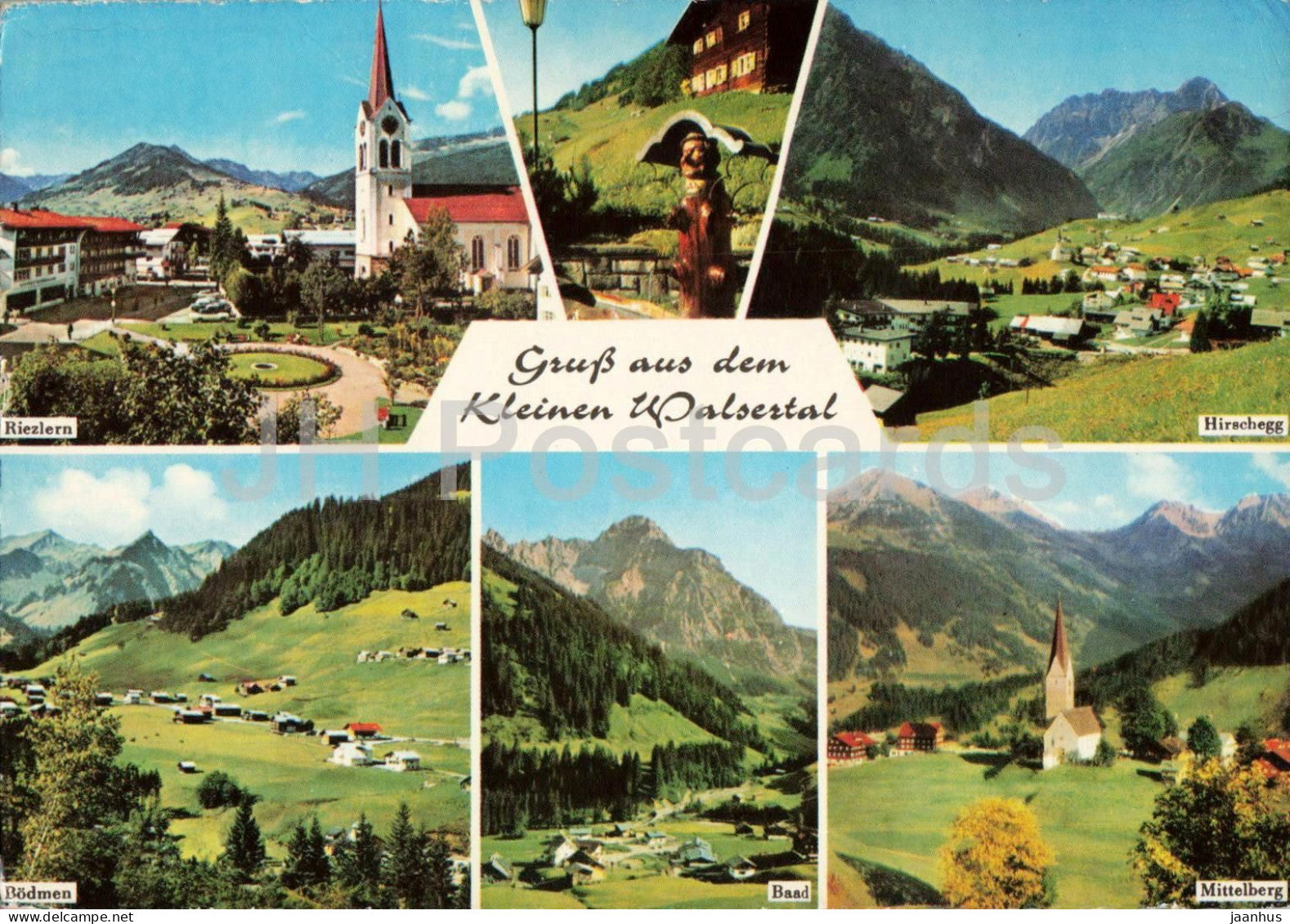 Gruss aus dem Kleinen Walsertal - Riezlern - Hirschegg - Bodmen - Baad - Mittelberg - multiview - 1966 - Austria - used - JH Postcards