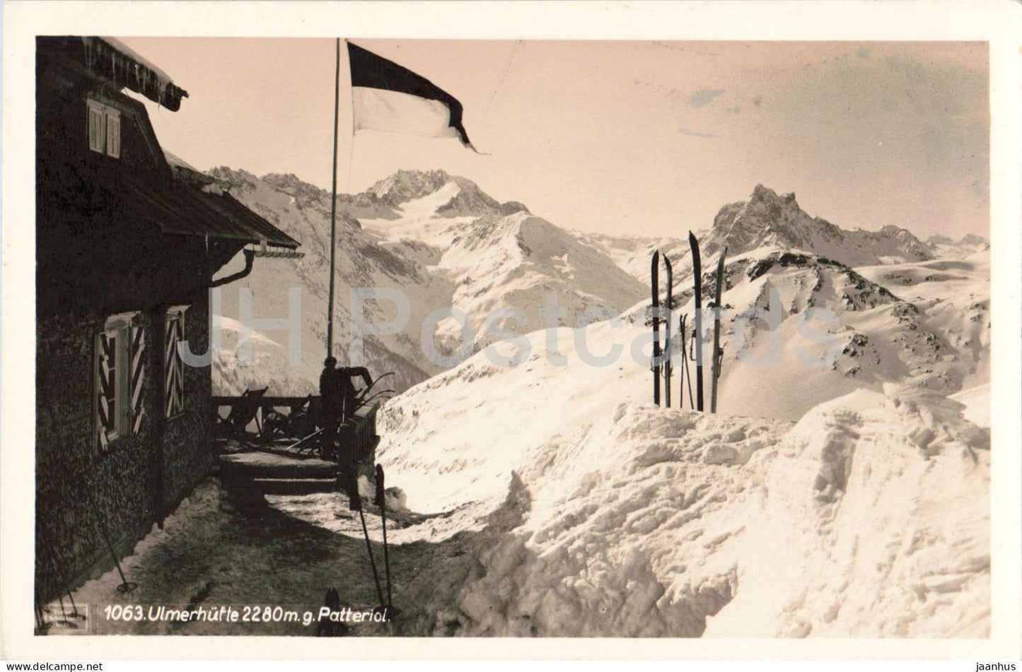 Ulmerhutte 2280 m g. Patteriol - Ulmer Hut - Alps - ski - snow - Nr. 1063 - old postcard - Austria - unused - JH Postcards