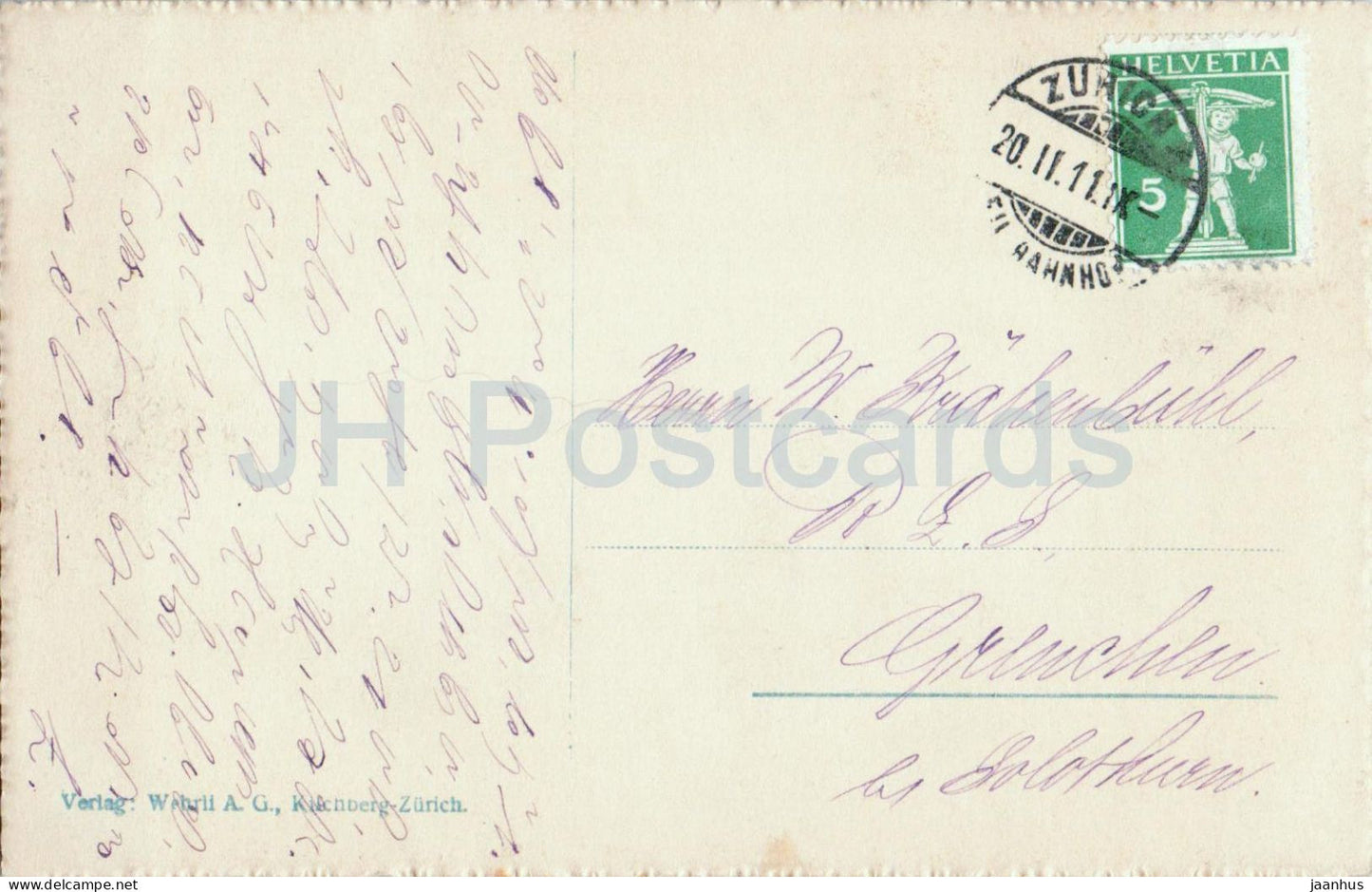 Zurich von der Waid - 2953 - carte postale ancienne - 1911 - Suisse - utilisé 