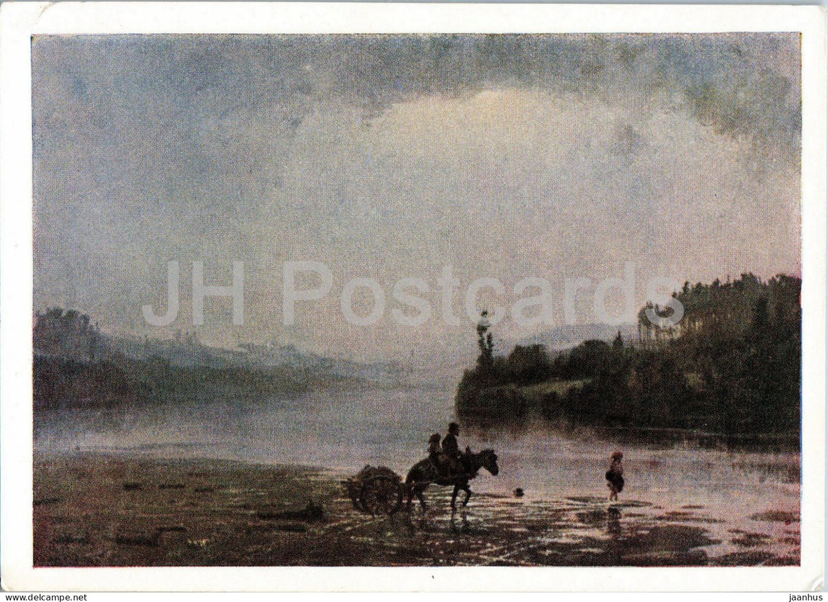 painting by Vasily Polenov - Shower - horse - Russian art - old postcard - 9-151-57 - 1957 - Russia USSR - unused - JH Postcards