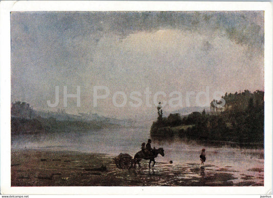 painting by Vasily Polenov - Shower - horse - Russian art - old postcard - 9-151-57 - 1957 - Russia USSR - unused - JH Postcards