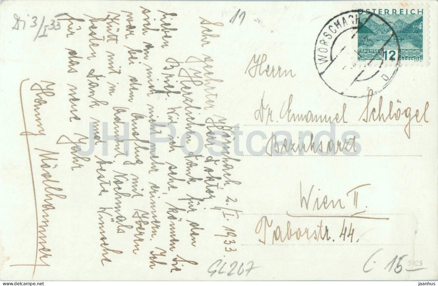 Worschach - Intérieur d'un café ou d'un restaurant d'hôtel - photo - carte postale ancienne - 1933 - Autriche - d'occasion 