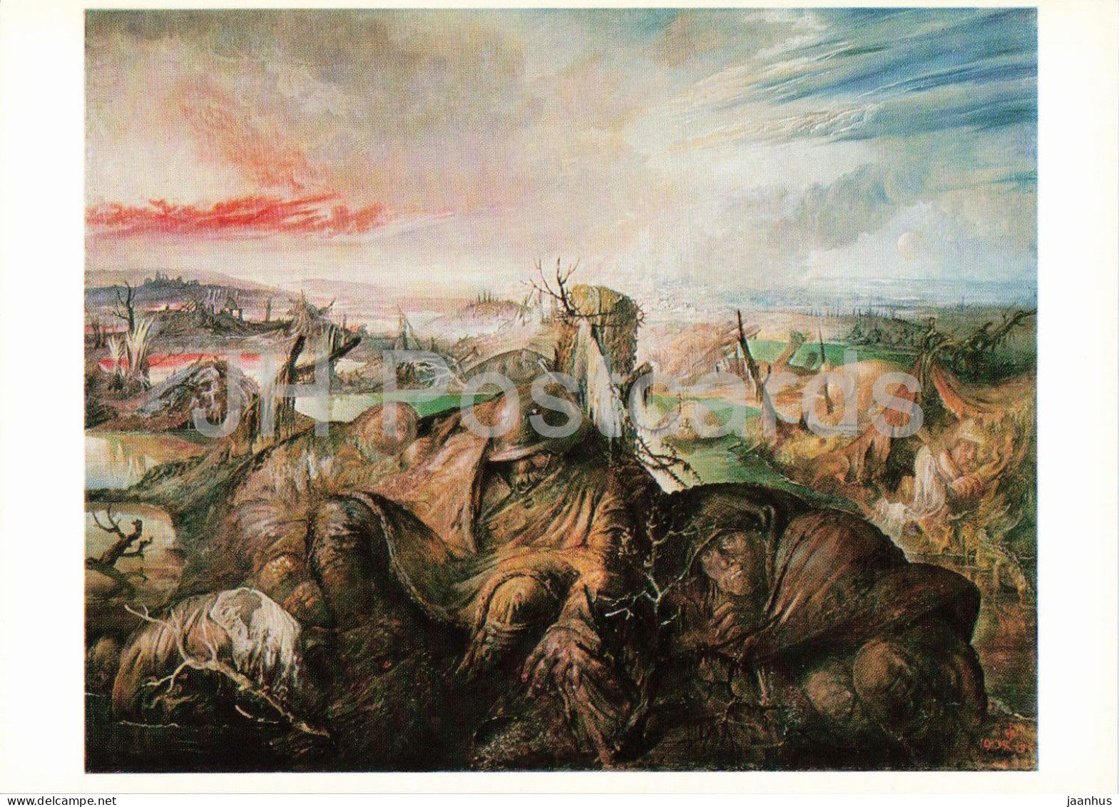 painting by Otto Dix - Flanders - Flandern - military - German art - Germany - unused - JH Postcards