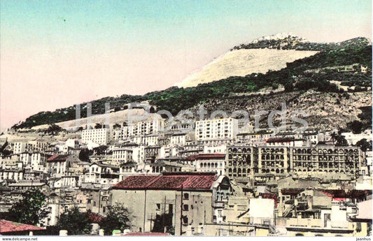 Gibraltar - North West View of Gibraltar - own panorama - harbour hillside - old postcard - Gibraltar - unused - JH Postcards