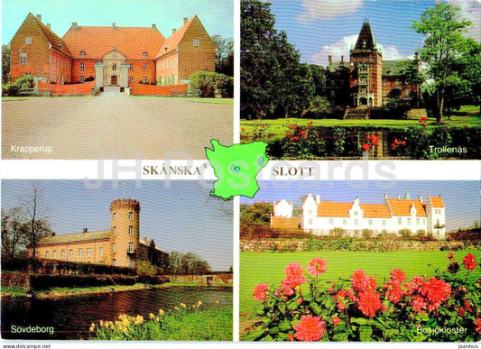 Skanska Slott - Krapperupp - Trollenas - Sovdeborg - Bosjokloster - castle - multiview - 918 - Sweden - unused - JH Postcards