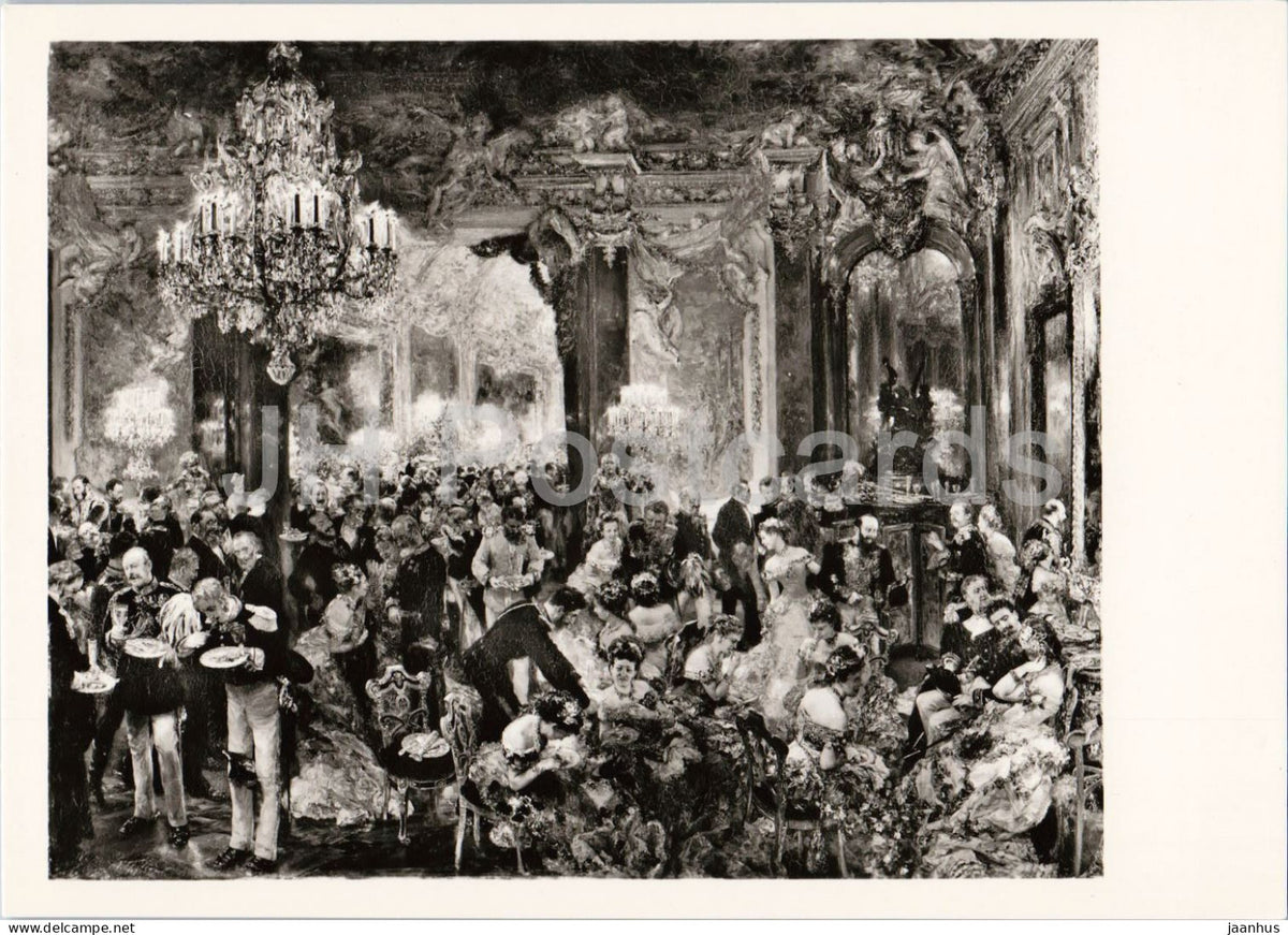 painting by Adolph von Menzel - The Ball Supper - Das Ballsouper - German art - Germany - unused - JH Postcards
