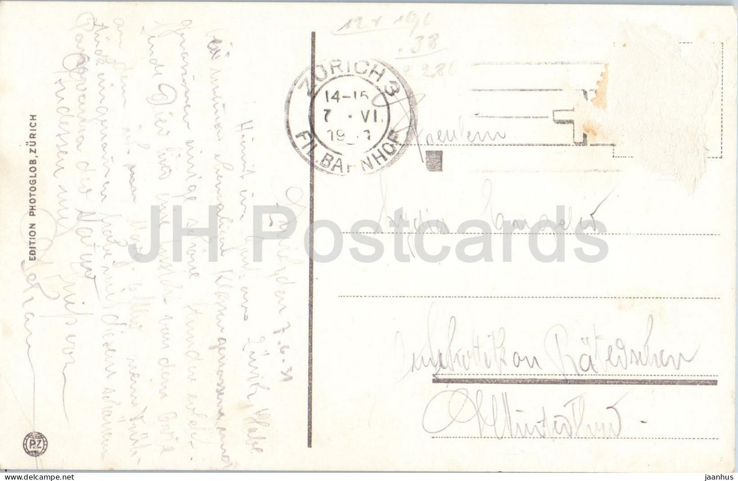 Zurich und die Alpen - 2412 - panorama alpin - carte postale ancienne - 1931 - Suisse - utilisé 