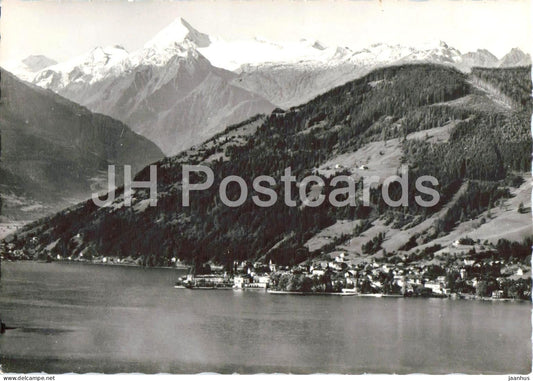 Zell am See gegen Kitzsteinhorn 3204 m - Salzburg lake - town - mountains - old postcard - Austria - unused - JH Postcards