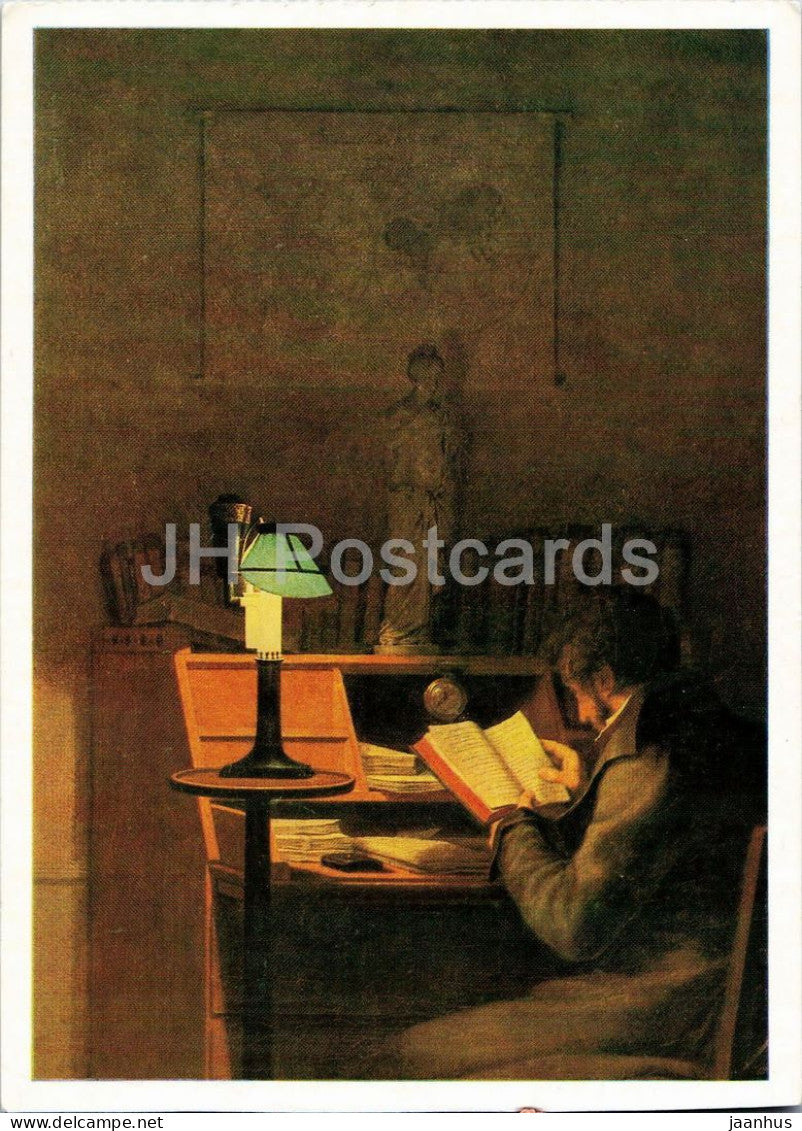 painting by Georg Friedrich Kersting - The Elegant Reader - Der elegante Leser - German art - 1986 - Germany DDR - used - JH Postcards