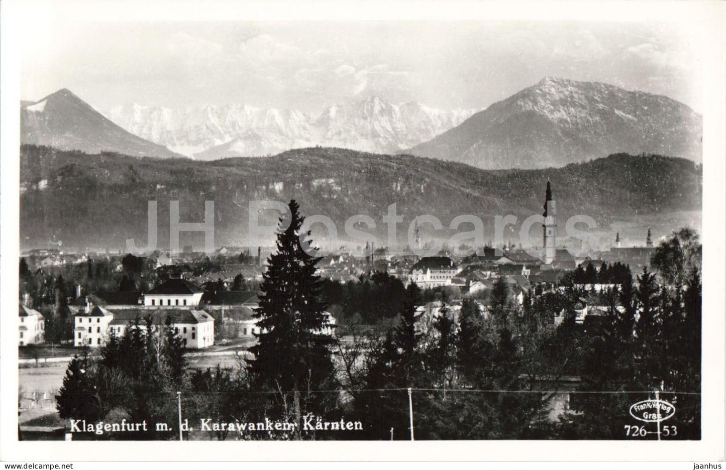 Klagenfurt m. d. Karawanken - Karnten - city panorama - mountains - 726-53 - old postcard - Austria - unused - JH Postcards