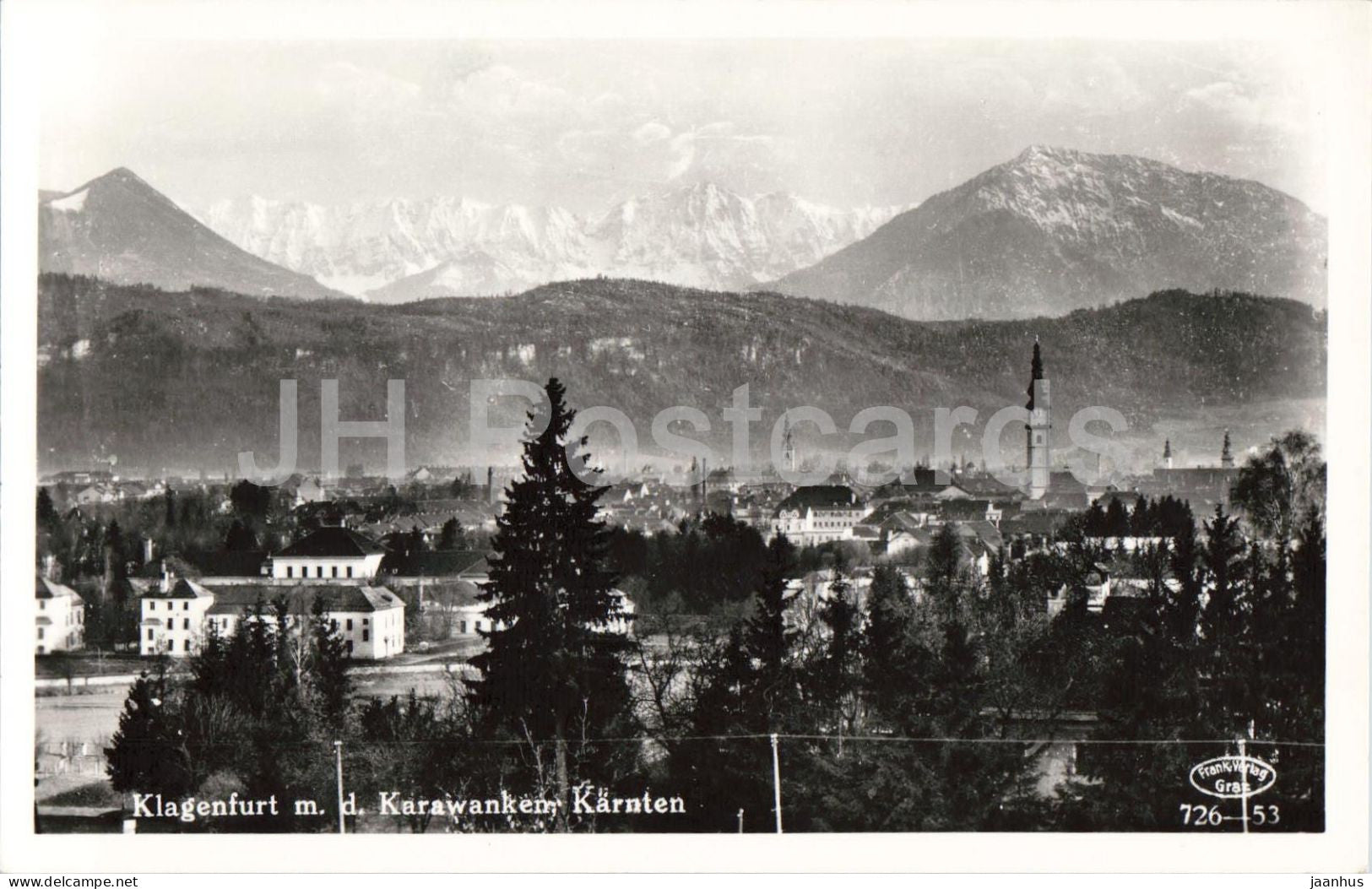 Klagenfurt m. d. Karawanken - Karnten - city panorama - mountains - 726-53 - old postcard - Austria - unused - JH Postcards