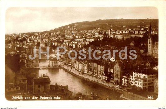 Zurich von der Peterskirche - 618 - photo - old postcard - Switzerland - unused - JH Postcards
