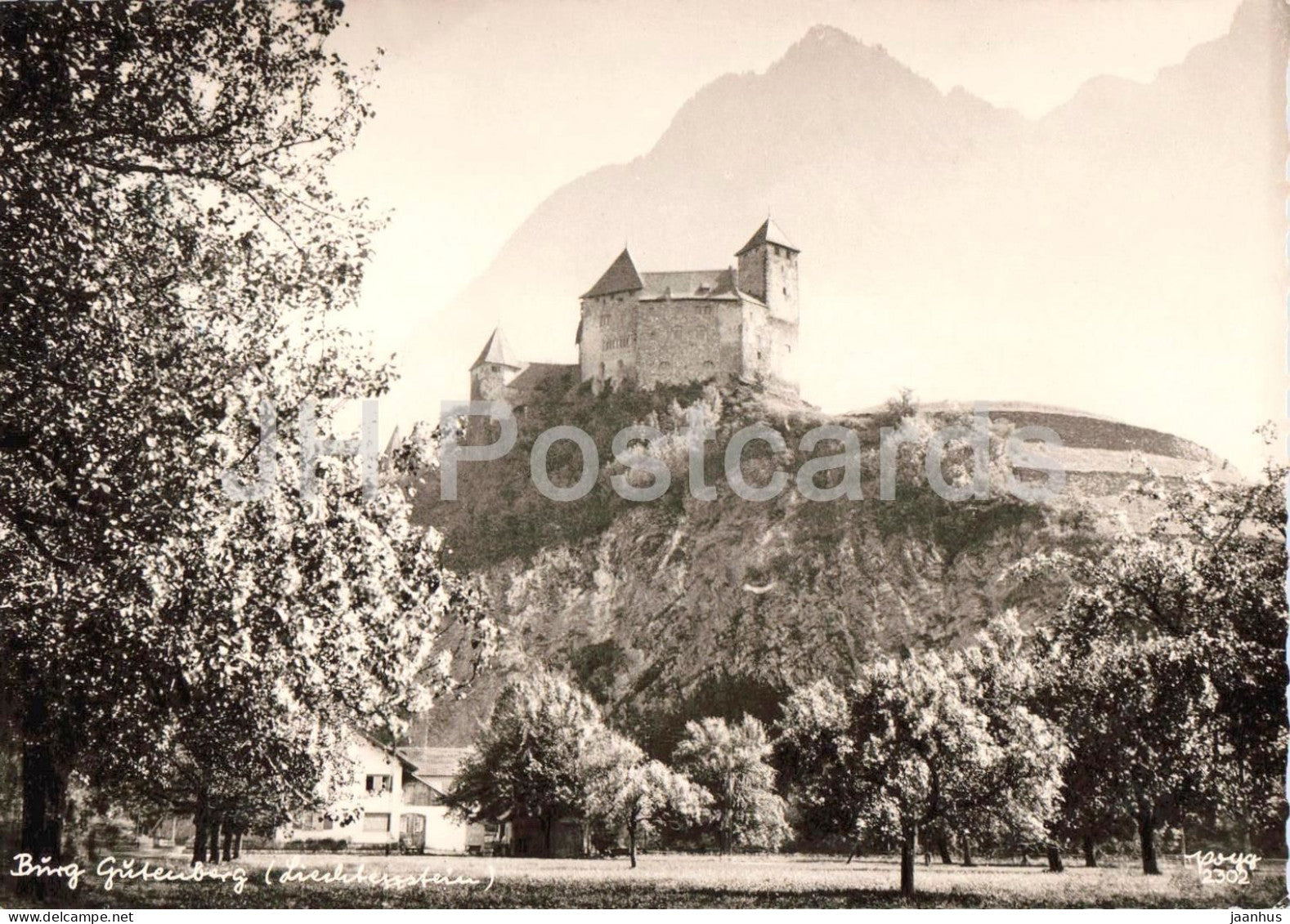 Burg Gutenberg - Castle - mountains - 2302 - old postcard - Liechtenstein - unused - JH Postcards