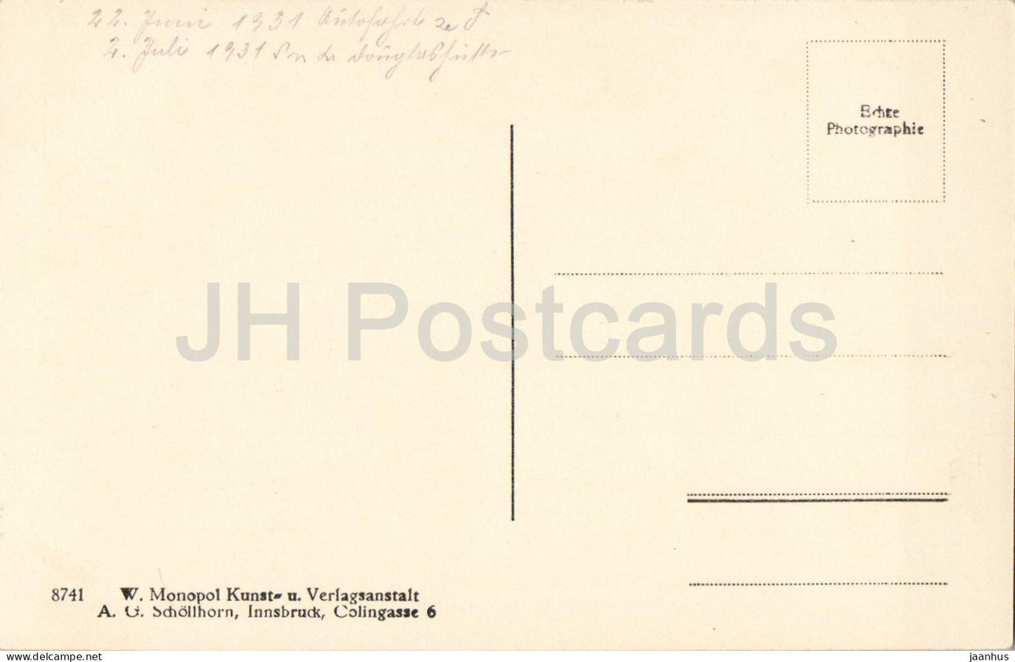 Brand 1050 m im Brandnertal Vorarlberg - Seekopf - Felsenkopf - 8741 - old postcard - 1931 - Austria - used