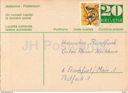 Guten Abend Nachbarn - Hessischer Rundfunk - postal stationery - 56 - 1972 - Switzerland - used - JH Postcards
