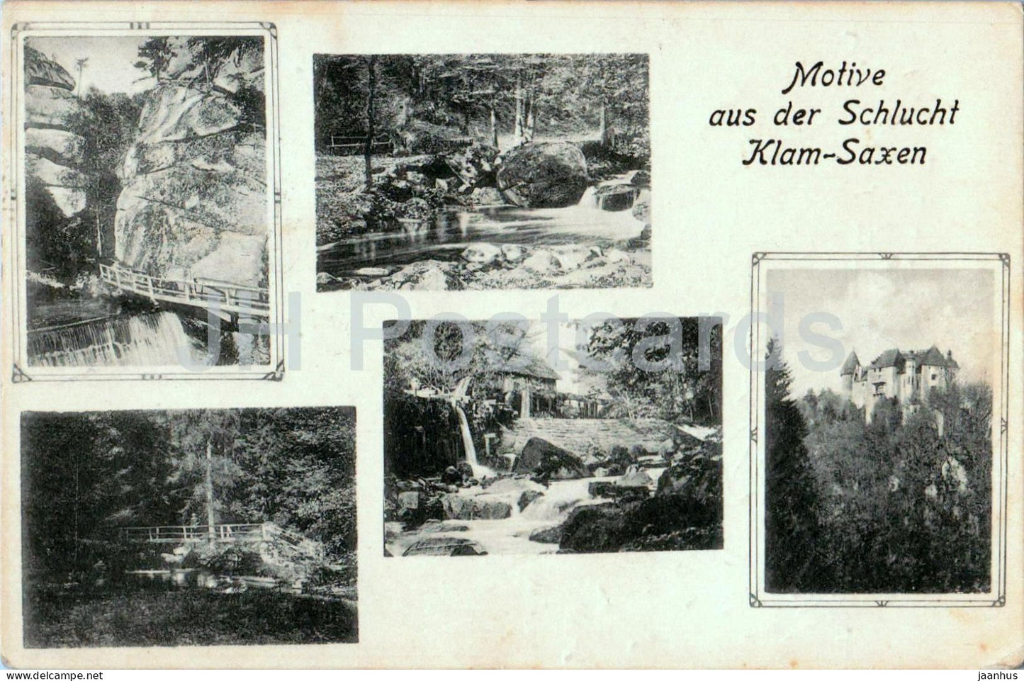 Motive aus der Schlucht Klam Saxen - Klamm - waterfalls and castle views - 1921 - old postcard - 1920 - Austria - used - JH Postcards