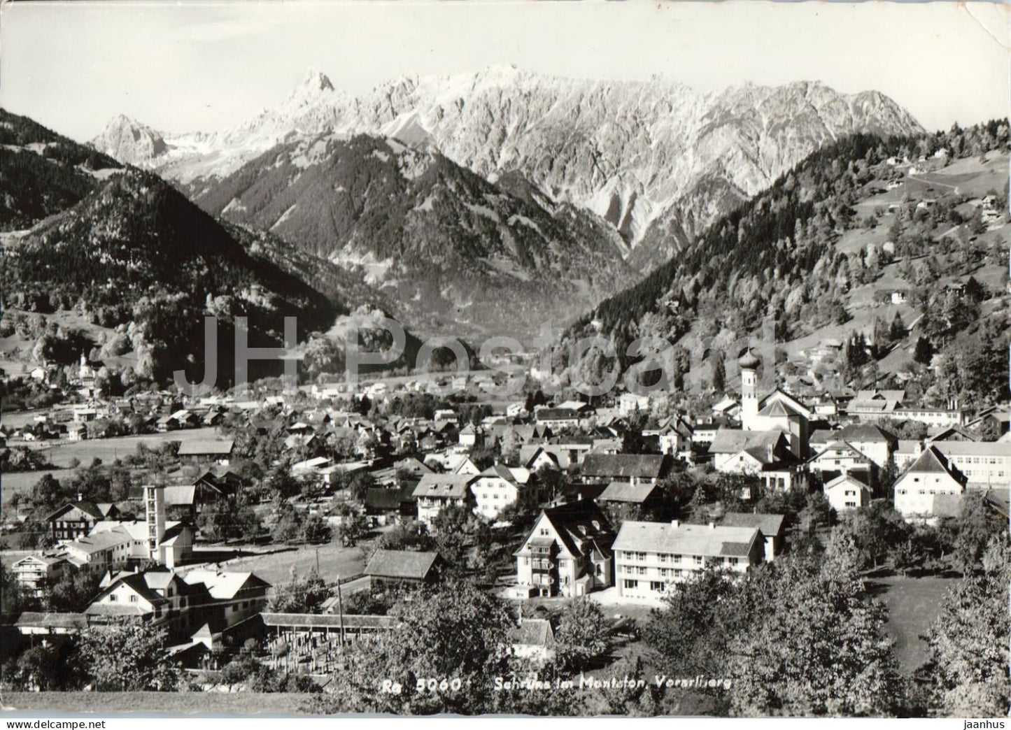 Schruns im Montafon - Vorarlberg - village - valley - mountain panorama - old postcard - 5060 - Austria - unused - JH Postcards