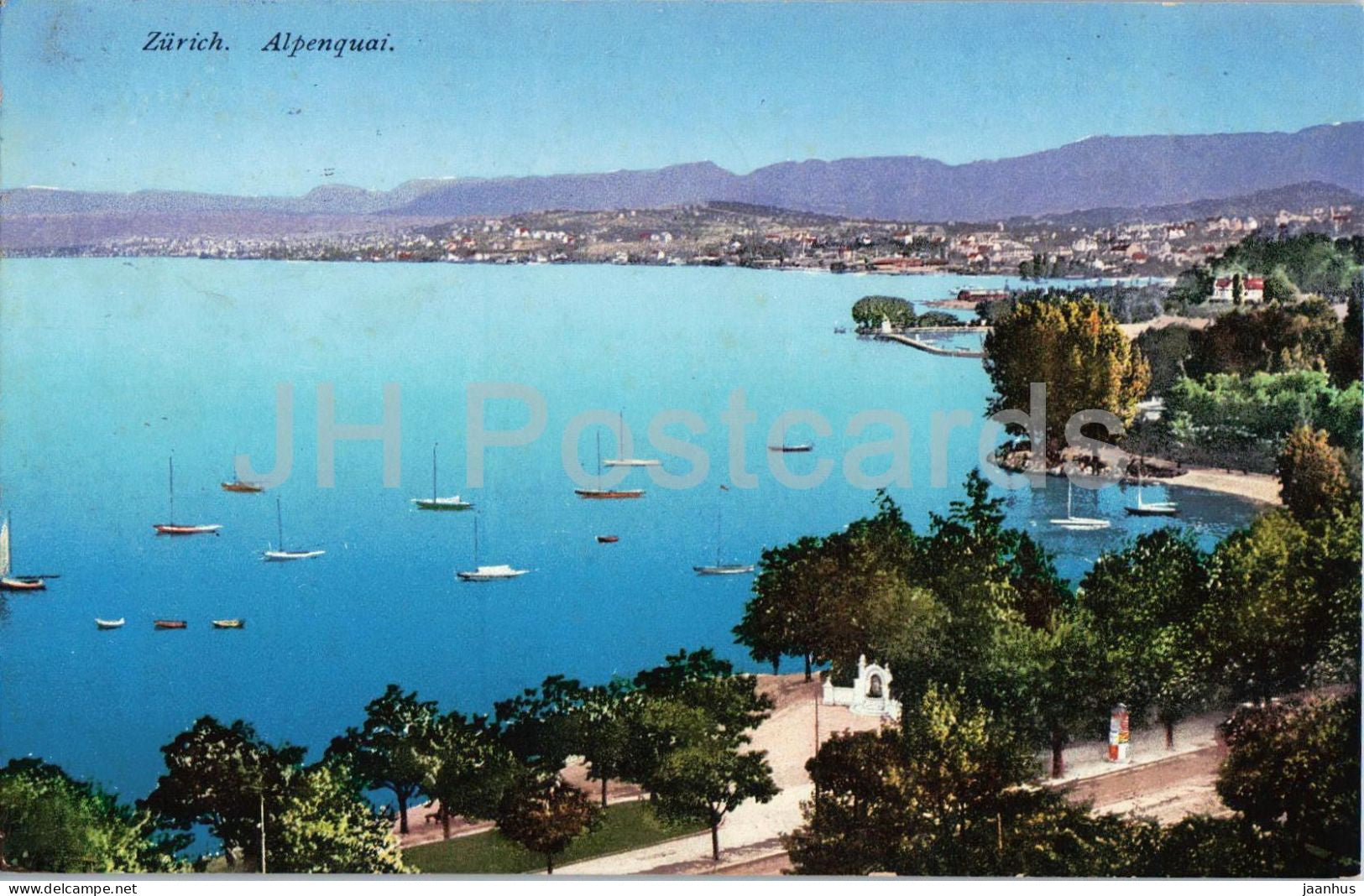 Zurich - Alpenquai - lake - 5041 - old postcard - 1916 - Switzerland - used - JH Postcards