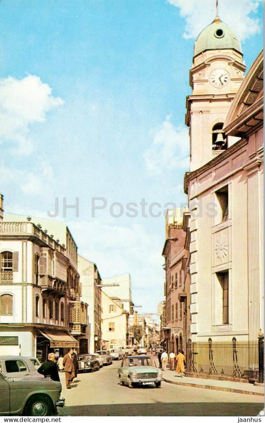 Gibraltar - A view of Main Street with the Roman Catholic Church on the right - car Ford - P41511 - Gibraltar - unused - JH Postcards