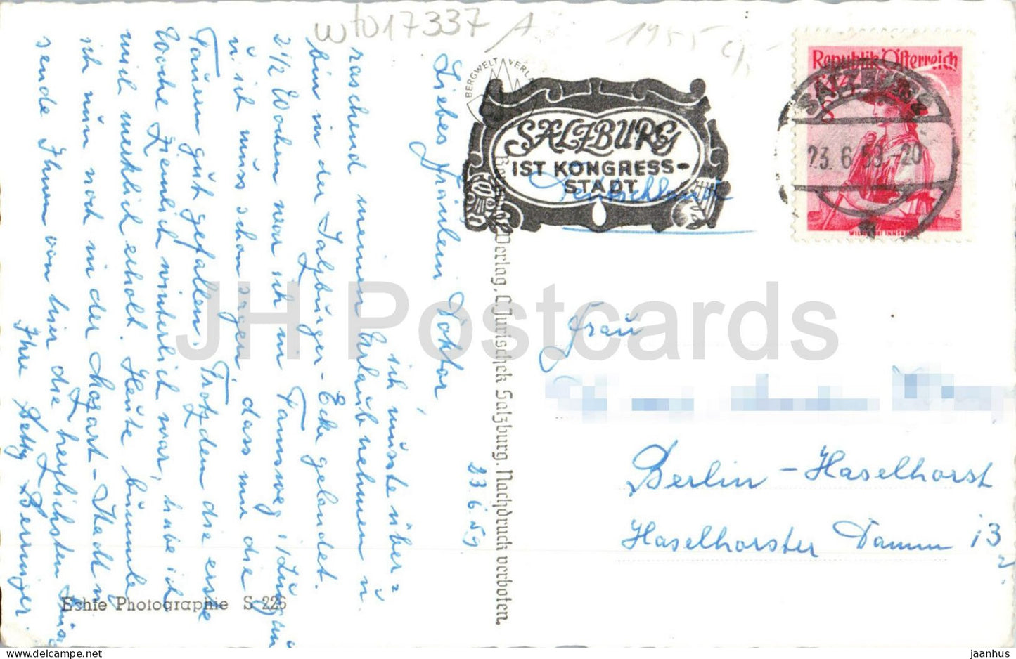 Salzburg - Dom - Franziskanerkirche u. Peterskirche - Stadtpanorama - Dom - alte Postkarte - 1959 - Österreich - gebraucht 