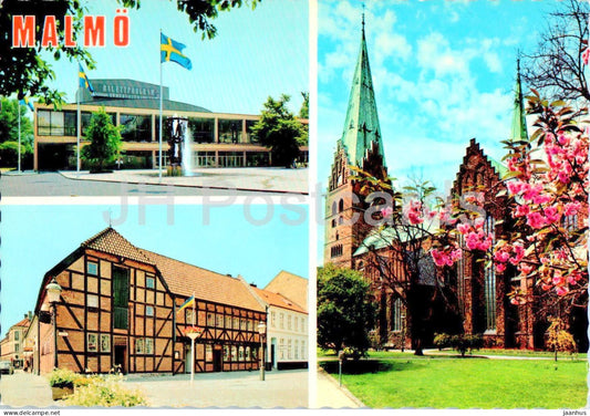 Malmo - St Petri Kyrka - Stadsteatern - Lilla Torg - theatre - church - multiview - 6701-1 - Sweden - unused - JH Postcards
