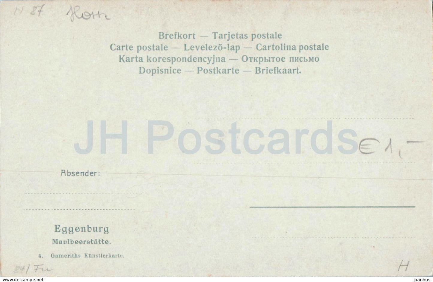 Eggenburg - Maulbeerstatte - rue avec arbres - vieilles ruines - passerelle - n° 4 - carte postale ancienne - Autriche - non utilisée 