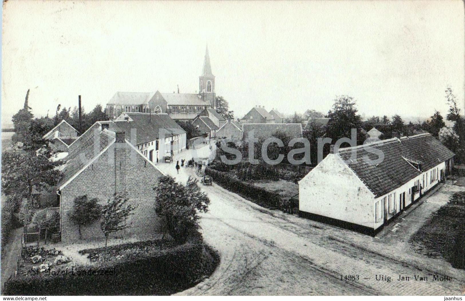Londerzeel - St. Joseph - church - street - old postcard - 1911 - Belgium - used - JH Postcards