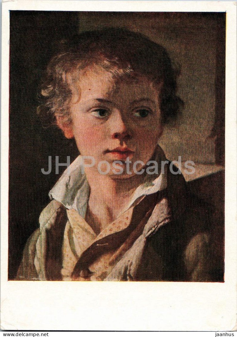 painting by Vasily Tropinin - Head of a Boy - Portrait of the Artists Son - Russian art - 1957 - Russia USSR - unused - JH Postcards