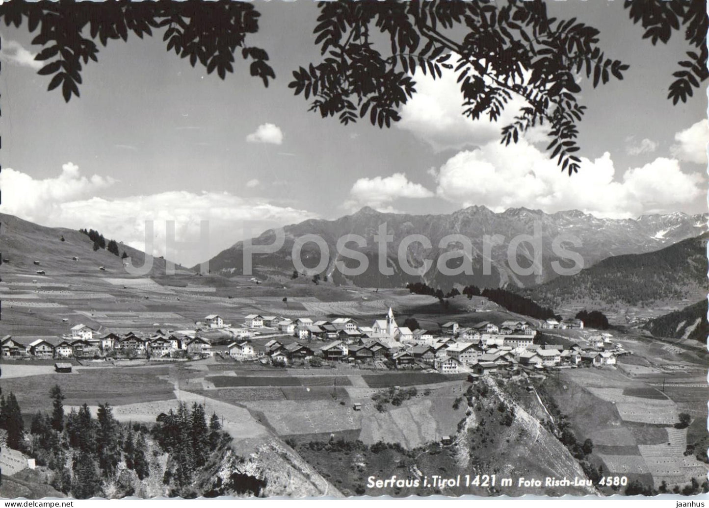 Serfaus i. Tirol 1421 m - village - alpine plateau - mountains - panorama - 4580 - old postcard - 1958 - Austria - used - JH Postcards