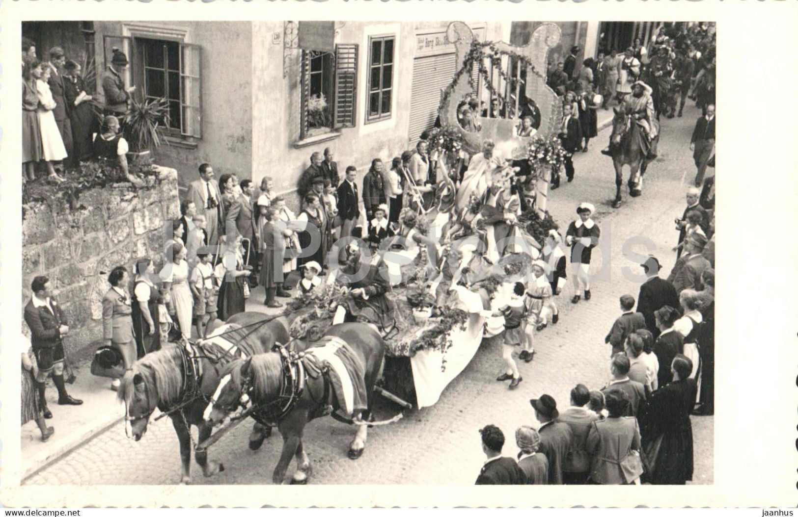 Bad Aussee - traditional parade with decorated carriage and horses - horse - festival - old postcard - Austria - unused - JH Postcards