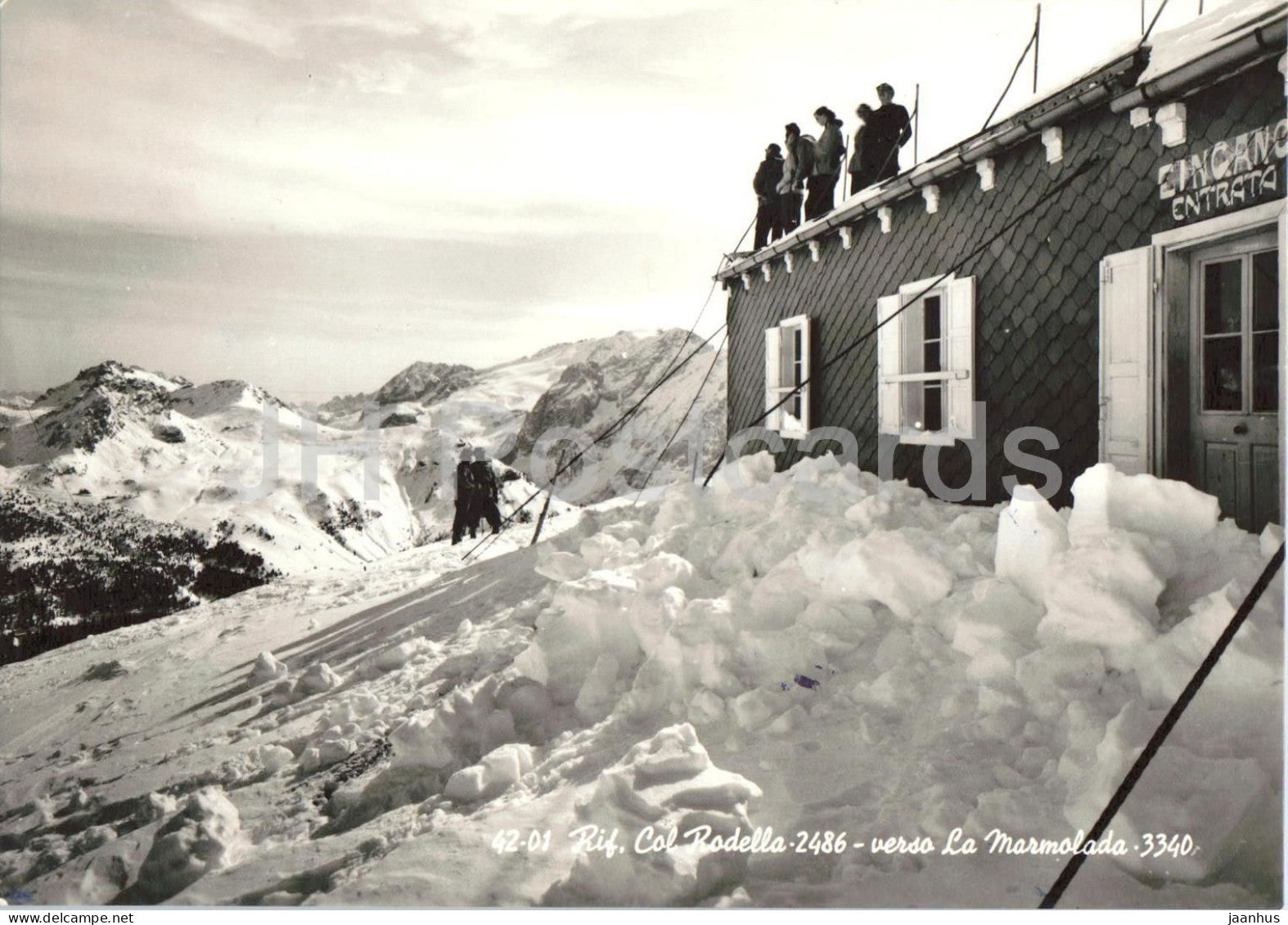 Rif. Col Rodella 2486 - verso la Marmolada 3340 - refuge - mountains - Alps - 42-01 - old postcard - 1958 - Italy - used - JH Postcards
