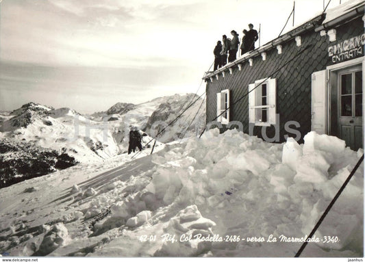 Rif. Col Rodella 2486 - verso la Marmolada 3340 - refuge - mountains - Alps - 42-01 - old postcard - 1958 - Italy - used - JH Postcards