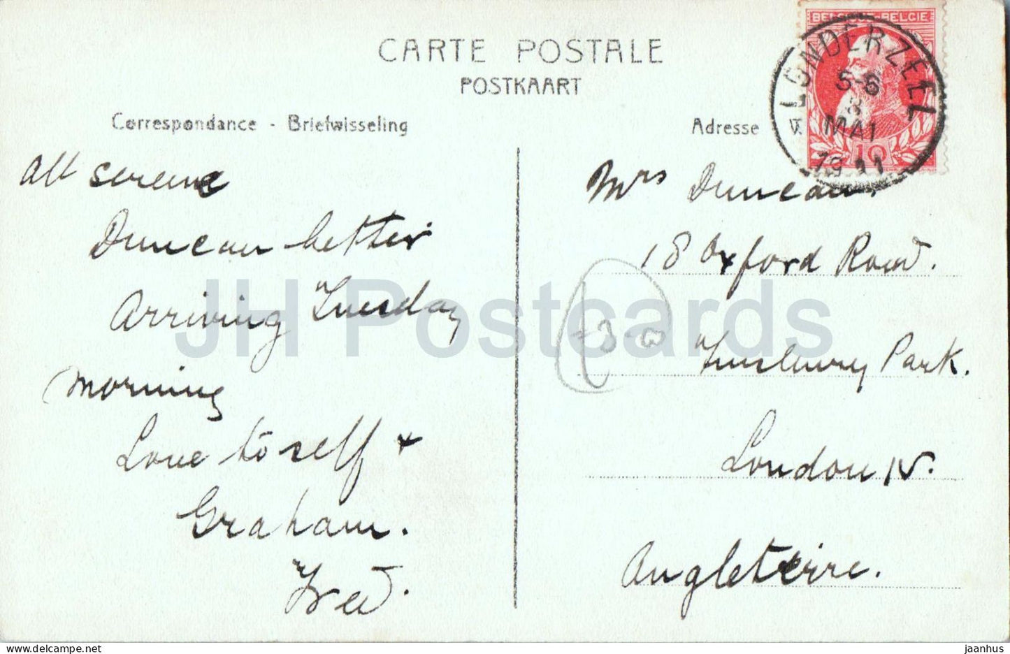 Londerzeel - Saint-Joseph - église - rue - carte postale ancienne - 1911 - Belgique - utilisée 