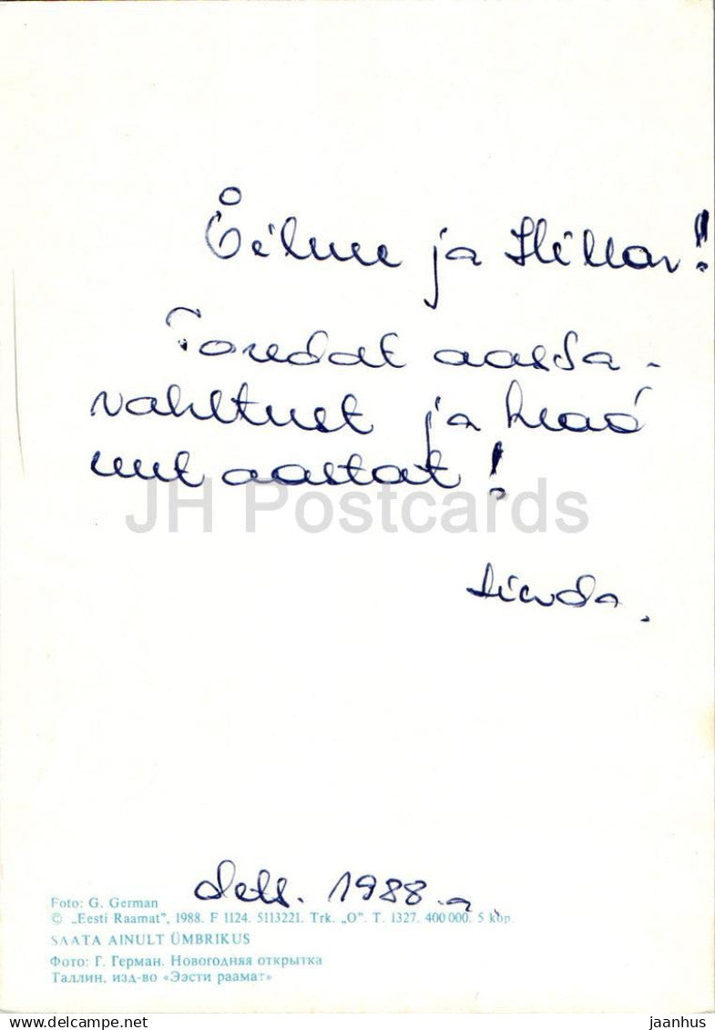 Carte de voeux du Nouvel An - 3 - bougies - 1988 - Estonie URSS - d'occasion 